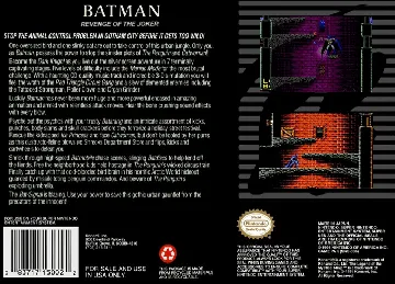 Batman - Revenge of the Joker (USA) (Proto) box cover back